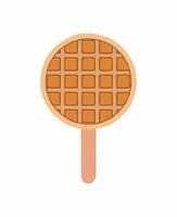 comida doce e comida de sobremesa, ilustração vetorial de cachorro-quente caseiro de círculo marrom dourado ou waffle de cachorro-quente no palito. vetor