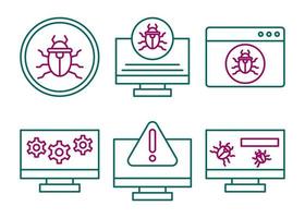 conjunto de ícones vetoriais de ataque cibernético vetor