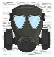 Ilustração desenhada mão da máscara de gás do vetor