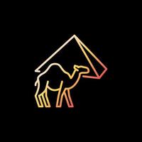 camelo egípcio e conceito de vetor de pirâmide do Egito delineiam ícone colorido
