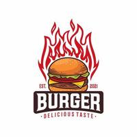 ilustração de logotipo de vetor de hambúrgueres quentes. emblema de hambúrgueres modernos. arte vetorial.
