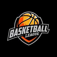 logotipo do clube de basquete, emblema, desenhos com bola. ilustração em vetor distintivo de esporte