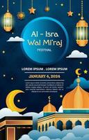 cartaz de al isra wal mi'raj vetor