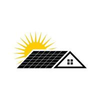 telhado com design de logotipo de gerador de energia alternativa de painel solar vetor