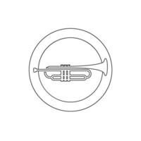 vetor de design de logotipo de silhueta de instrumento de música jazz de trompete