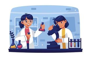 dia internacional da mulher e da menina no conceito de ciência vetor