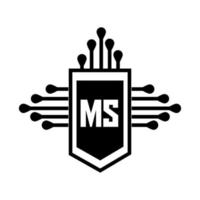 ms letter logo design.ms criativo inicial ms letter logo design. ms conceito de logotipo de carta de iniciais criativas. vetor