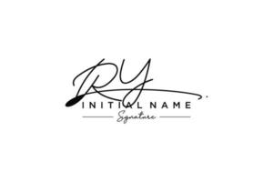vetor de modelo de logotipo de assinatura ry inicial. ilustração vetorial de letras de caligrafia desenhada à mão.