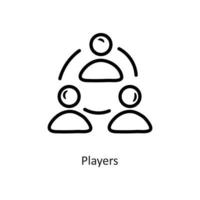 jogadores vector contorno ícone design ilustração. símbolo de jogo no arquivo eps 10 de fundo branco