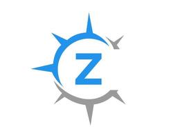 conceito de design do logotipo da bússola letra z. sinal da bússola vetor