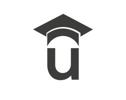 logotipo da educação com o conceito de chapéu de letra u vetor