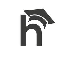 logotipo de educação com conceito de chapéu de letra h vetor