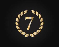 logotipo de aniversário de 7 anos com anel de ouro isolado em fundo preto, para aniversário, aniversário e celebração da empresa vetor