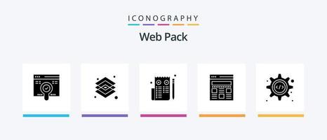 pacote de ícones do pacote web glifo 5, incluindo interface de programação. página da Internet. Ferramentas. rede. rede. design de ícones criativos vetor