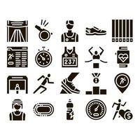 vetor de conjunto de ícones de elementos de coleção de maratona