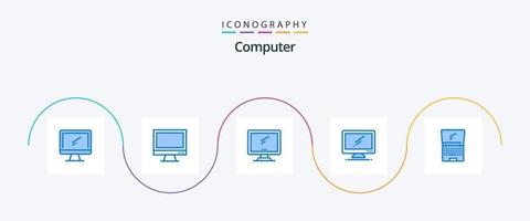 pacote de ícones do computador azul 5, incluindo . computador portátil. vetor