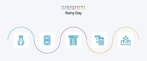 pacote de ícones azul chuvoso 5, incluindo . chuvoso. porta. chuva. temperatura vetor