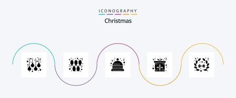 Pacote de ícones do glifo de natal 5, incluindo decoração. arco. Natal. Presente. caixa vetor