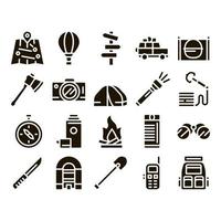 conjunto de ícones de elementos de coleção de aventura vetor