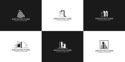 coleção de arquitetura de logotipo com design de modelo de conceito de forro de logotipo imobiliário vetor