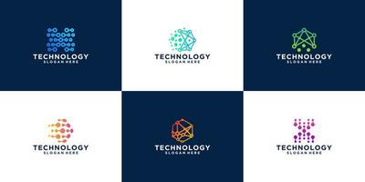 coleção de modelos modernos de design de símbolo de logotipo de tecnologia blockchain vetor