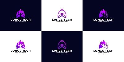 uma coleção de logotipos de tecnologia pulmonar vetor