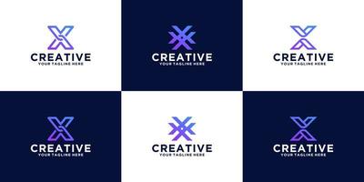 conjunto de designs de letras iniciais x de design de logotipo para empresas de negócios e tecnologia vetor