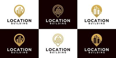 construção de coleção de logotipos de design de localização vetor
