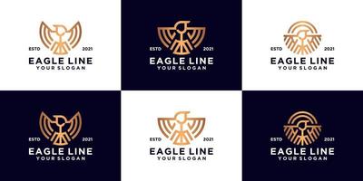 coleção de designs de logotipo de águia em estilo de arte de linha de luxo vetor