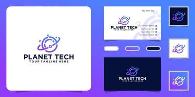 logotipo do planeta de tecnologia de dados e inspiração de cartão de visita vetor