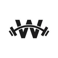letra w design do logotipo do ginásio de fitness. logotipo de exercício do clube de fitness vetor