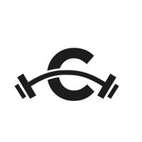design de logotipo de academia de fitness letra c. logotipo de exercício do clube de fitness vetor