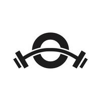 letra o design do logotipo do ginásio de fitness. logotipo de exercício do clube de fitness vetor