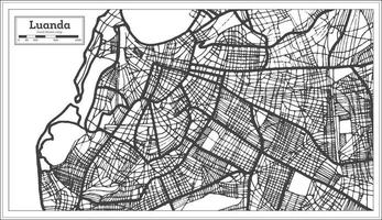 mapa da cidade de luanda angola em estilo retrô. mapa de contorno. vetor