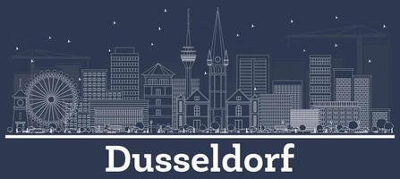 delineie o horizonte da cidade de dusseldorf alemanha com edifícios brancos. vetor