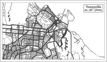 mapa da cidade de townsville austrália na cor preto e branco. mapa de contorno. vetor