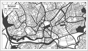 mapa da cidade de bristol grã-bretanha na cor preto e branco no estilo retrô. mapa de contorno. vetor