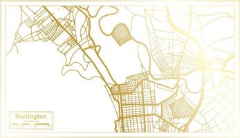 mapa da cidade de burlington vermont eua em estilo retrô na cor dourada. mapa de contorno. vetor