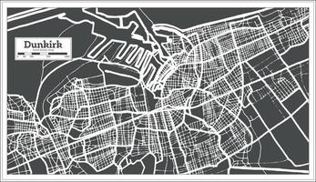 mapa da cidade de dunkirk frança em estilo retrô. mapa de contorno. ilustração vetorial. vetor