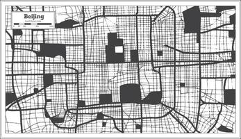 mapa da cidade de pequim china na cor preto e branco em estilo retrô. mapa de contorno. vetor