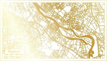 mapa da cidade de bremen alemanha em estilo retrô na cor dourada. mapa de contorno. vetor