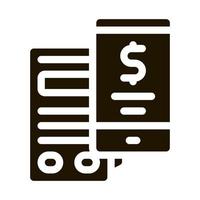 ilustração de glifo vetorial de ícone de aplicativo de pagamento de smartphone de terminal pos vetor