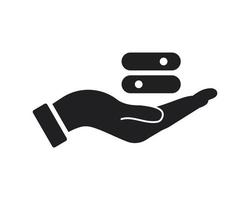 design de logotipo de alternância de mão. alterne o logotipo com o vetor do conceito de mão. design de logotipo de mão e alternância
