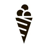 bolas de sorvete na ilustração de glifo vetorial de ícone de cone de waffle vetor
