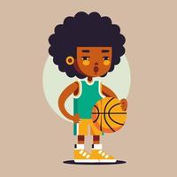 jovem garoto negro jogando basquete, garotinho jogar desenho vetorial de bola vetor