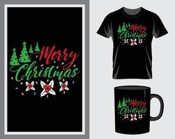 t-shirt de citação de feliz natal e vetor de design de caneca