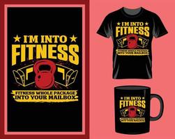 eu gosto de camiseta de citação de fitness de academia de ginástica e vetor de design de caneca