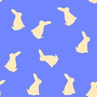 padrão perfeito com silhueta de coelho bege e pontos em fundo violeta, impressão de primavera para papel de parede, design de capa, embalagem, decoração de férias, moda infantil, ilustração de bebê, símbolo 2023 vetor