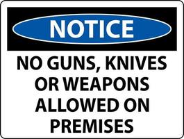 observe as regras de armas, assine sem armas, facas ou armas permitidas nas instalações vetor