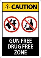 sinal de cuidado zona livre de drogas livre de armas vetor